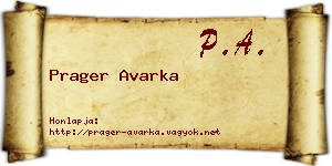Prager Avarka névjegykártya
